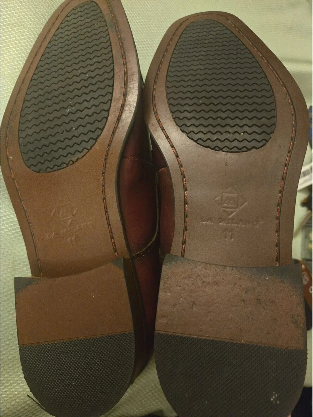 La Milano Men's Leather Double Monk Strap Dress Shoes - Burgundy Size 11